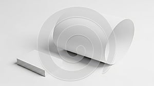 White cylinder and rectangular object isolated on white background