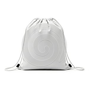 White drawstring bag isolated on white background