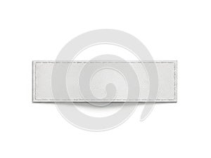 White leather rectangle patch isolated on white background
