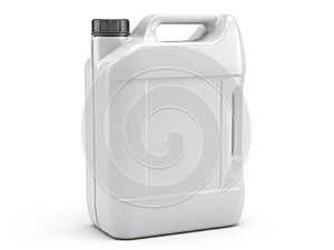 White plastic jerry can isolated on white background
