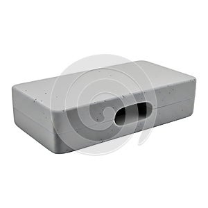 A white rectangular object with a handle on a transparent background