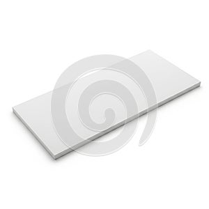 A sleek and modern white rectangular object with a smooth surface and rounded edges