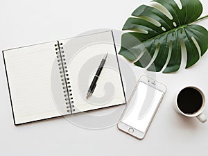 Workstation essentials isolated on white background