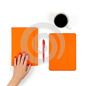 Workstation essentials isolated on white background