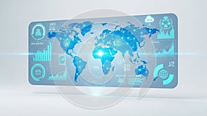 World map with data visualization isolated on white background