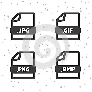 Image file icons. Download JPG, PNG, GIF and BMP symbol sign. Web Buttons