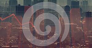 Image of finacial data processing over cityscape photo