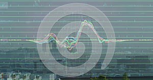 Image of finacial data processing over cityscape photo