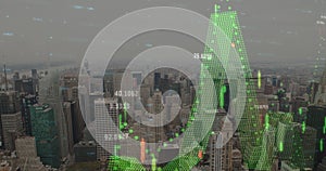 Image of finacial data processing over cityscape photo