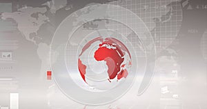 Image of financial data processing over businessman grey background