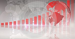 Image of financial data processing over businessman grey background