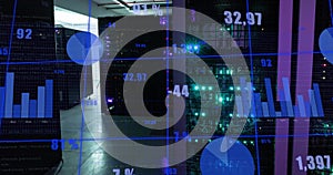 Image of financial data processing over computer servers