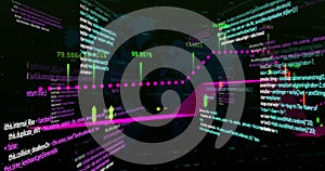 Image of financial data processing over dark background