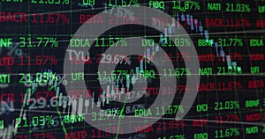 Image of financial data processing over dark background