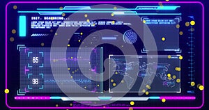 Image of financial data processing over dark blue background