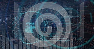 Image of financial data processing over digital screen