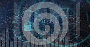 Image of financial data processing over digital screen