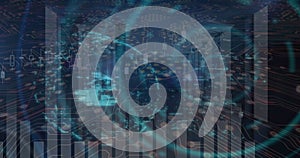 Image of financial data processing over digital screen