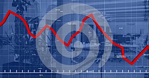 Image of financial data processing over empty office