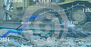 Image of financial data processing over a garbage dump photo
