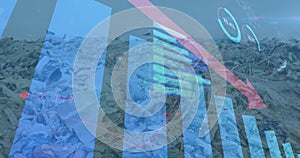 Image of financial data processing over a garbage dump photo