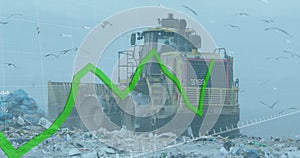 Image of financial data processing over a garbage dump photo