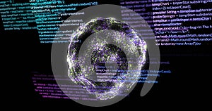 Image of financial data processing over globe of connections