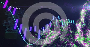 Image of financial data processing over globe of connections