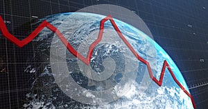 Image of financial data processing over globe