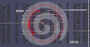 Image of financial data processing over globe on grey background
