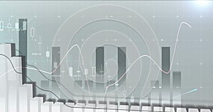 Image of financial data processing over grey background