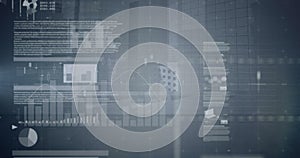 Image of financial data processing over grey background