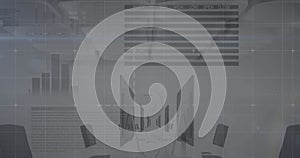 Image of financial data processing over grey background