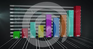 Image of financial data processing over mathematical equations on black background