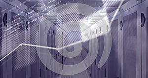 Image of financial data processing over server room