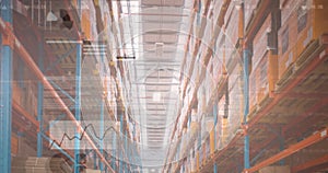 Image of financial data processing over warehouse