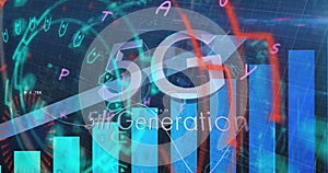 Image of financial data processing with social globe