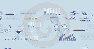Image of financial data processing and statistics over globe