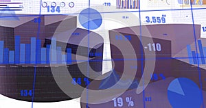 Image of financial data processing and statistics over grid