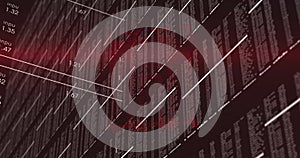 Image of financial graph over data processing on dark background