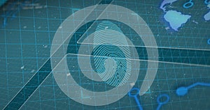 Image of fingerprint scan on a screen, cyber security check