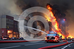 Image of firefighter fighting fire