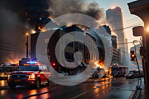 Image of firefighter fighting fire