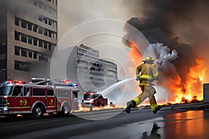 Image of firefighter fighting fire