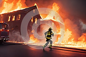 Image of firefighter fighting fire