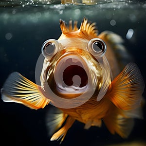 Image of a Fish with Wide Open Mouth and Big Eyes