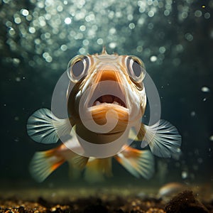 Image of a Fish with Wide Open Mouth and Big Eyes