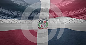 Image of flag of dominican republic over sports stadium