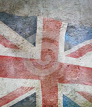 image of flag of united kingdom against the old wall background