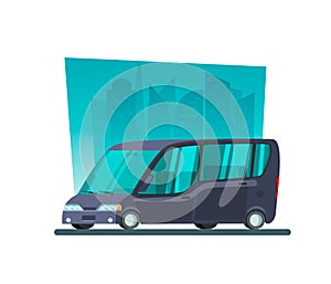 Image in a flat style with a city car